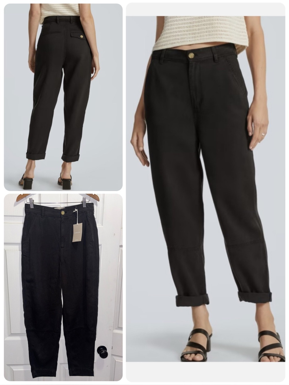 NWT Everlane The Tencel Relaxed Chino Pants Black High Rise Chinos Size 4
